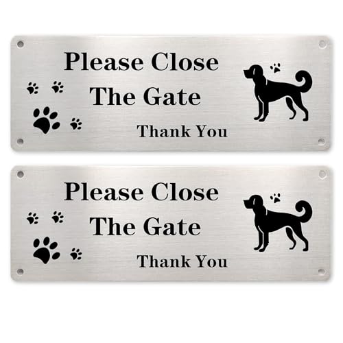 Image of Please Close the Gate Sign Dog, 25 x 9cm Dog Warning Signs for Gates Please Shut the Gate Signs Keep Doors Closed Sign 2 Pcs