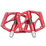 ROCKBROS Fahrradpedale Aluminium MTB Pedale 9/16 Zoll Flatpedale Plattform CNC Rennrad Pedale 3 Bearings für Rennrad, MTB, E-Bike