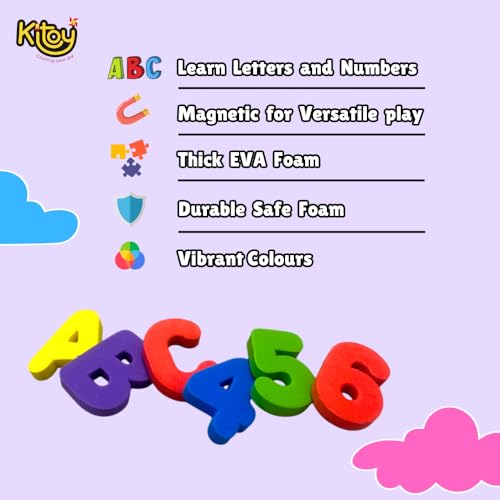Image of Alphabet and Number Magnets Combo | Total 71 Magnets | 26 Upper Case Letters Alphabets and 40 Number 5 Operators | Colorful ABC Educational Toy Set Preschool Learning Spelling & Counting