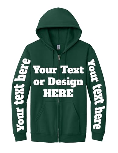 all about me company Personalized Full-Zip Hooded Sweatshirt (US, Alpha, XX-Large, Regular, Regular, Forest Green)