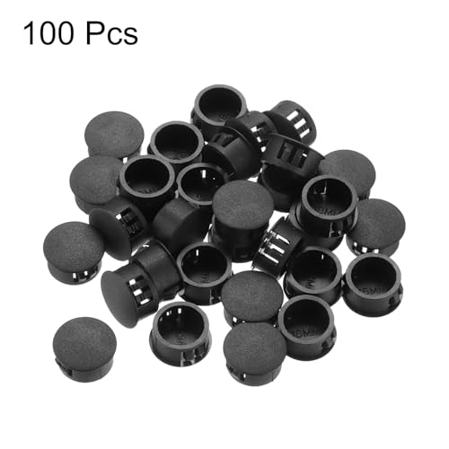 Image of MECCANIXITY 100PCS 18mm(11 /16 inch) Black Plastic Hole Plugs, Flush Type Panel Hole Plugs Insert End Caps for Locking Hole Tubes Furniture Cabinet