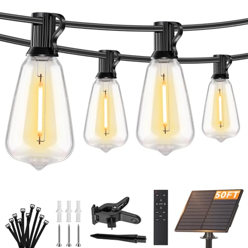 Brightever 50FT Solar String Lights Outdoor Waterproof, Patio Lights Solar