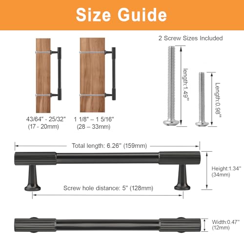 VEHCIL 20 Pack Matte Black Cabinet Handles, 5" Hole Centers Kitchen Cabinet Pulls Drawer Dresser Handles Cabinet Hardware for Kitchen Cupboard, Solid Zinc Alloy by VEHCIL - Used condition - Image 3