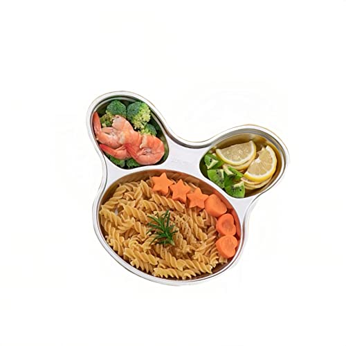 Senvasfa Stainless Steel Children Dinner Plate Divided Meal Tray Sections Dinner Dish For Babies, Toddlers And Kids Eating Tray Easter Bunny Rabbit Shape Bpa-Free Safe Fun Non-Toxic  cover