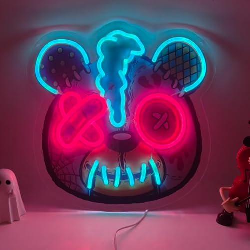 Bear Neon Sign, Cute Bear Neon Lights for Kids Room Decor, USB Powered LED Light Up Signs for Bedroom, Bar, Party Decorations, Gift for Birthday, Christmas
