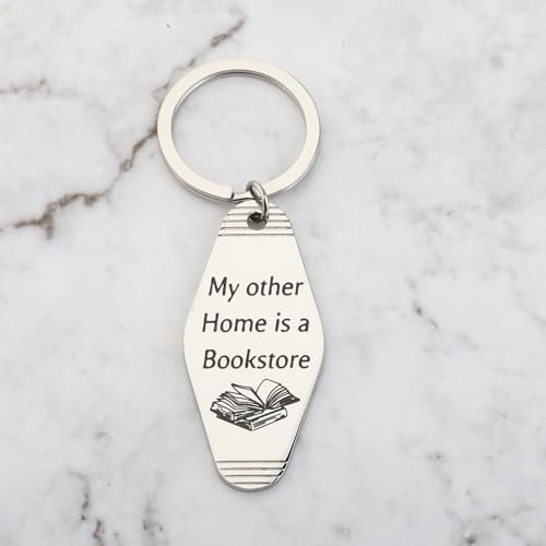 CENWA Bookish Book Lover Motel Keychain My Other Home Is A Bookstore Funny Gifts for Her Car Accessories4