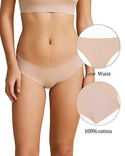 SHARICCA Women Seamless Cheeky Bikini No Show Panties Ladies Invisible Breathable Hipster Soft Stretch Underwear 7 Pack (7P11,S)