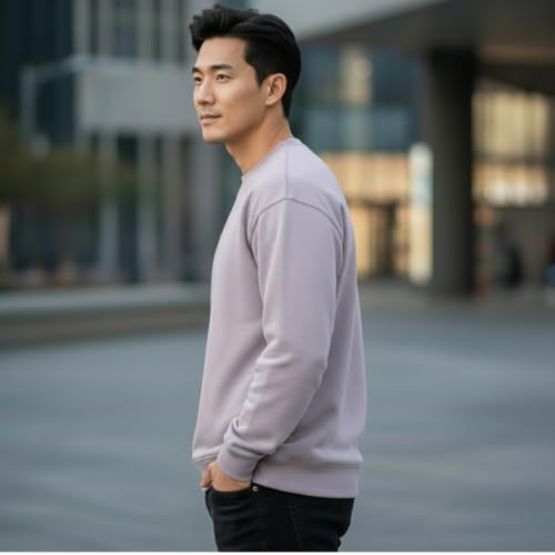 Image of Men's Crew Neck Sweatshirt, Long Sleeve, Casual Pullover, Multiple Colors Available