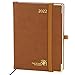 POPRUN Premium Agenda 2022 Semainier 21,5 x 16,5 cm - Papier épais 100 g/m²，Couverture en Cuir Vegan - Planner 2022 Vertical avec Onglets Mensuels, Poche Intérieure - Marron