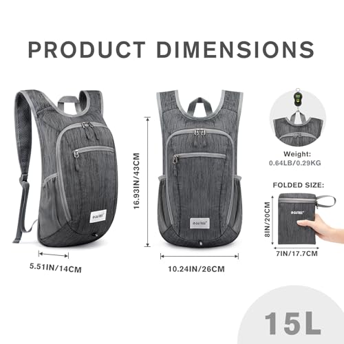 Image of G4Free 10L /15L Hiking Backpack Lightweight Packable Hiking Daypack Small Travel Outdoor Foldable Shoulder Bag