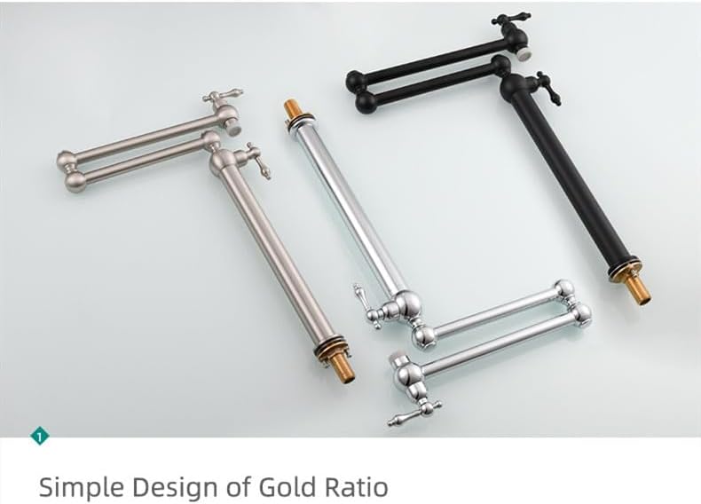 Black Foldable Pot Filler: Single Hole Chrome Brass Rotating Spout Cold Kitchen Faucet(A)