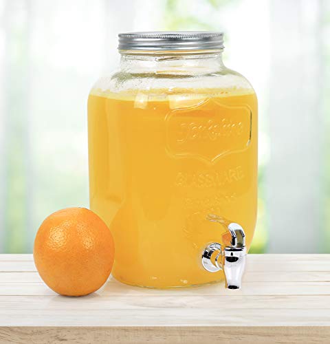 Glass Drink Dispenser for Parties - 1 Gallon Gallon Drink Dispenser - Glass Beverage Dispenser with Spigot, Clear For Parties, Weddings, Sun Tea Jar, Lemonade & Laundry Detergent Dispenser - Thumbnail 7