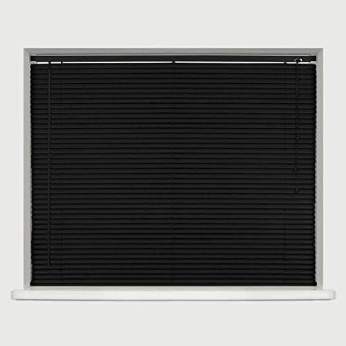 My Home Store PVC window Venetian Blind Blinds Easy Fit Trimmable Fittings Window Treatment Shutter Twist Open Close (Black-PVC, 90cm wide (35.4") x 150cm Drop)