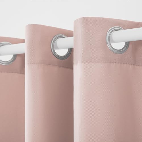TOWN & COUNTRY BASICS Cabana Solid Heavyweight Indoor Outdoor Curtains, Light Filtering Opacity with Grommet Top, Water Repellent, 2-Pack Set, 54"x108", Blush by TOWN & COUNTRY BASICS - Image 2