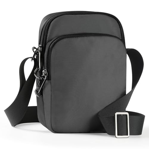 VADOO Sling Bag for Men Women, Anti Theft Crossbody Shoulder Bag with Zipper Lock, RFID Blocking & Waterproof for Travel Casual(Grey)