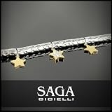 SAGA GIOIELLI® Damska bransoletka z granulatem samorodek młotkowanych ze stali różne wisiorki, 19 centimeters, Stal stopowa
