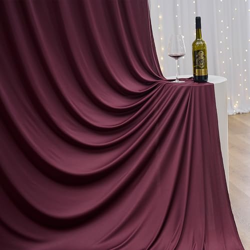 10ft×12ft Wrinkle Free Burgundy Backdrop Curtain for Wedding Parties, 2 Panels 5×12ft Long Silky Polyester Photo Backdrop Drapes Maroon Drapery for Birthday Halloween Christmas Background Cloth by NSSONBEN - Used condition - Image 8