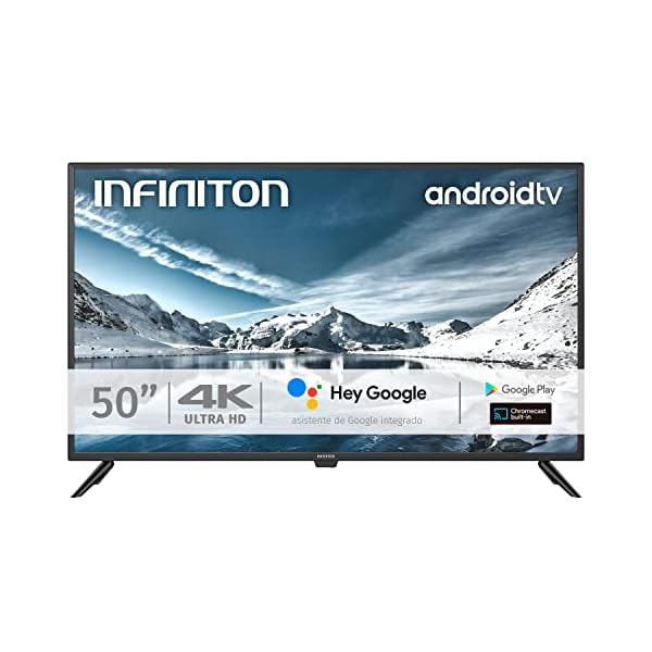INFINITON-INTV-50MA1300–Televisor-Smart-TV-50-4K-UHD–Android-90-Google–HBBTV–4X-HDMI–3X-USB-DVB-T2CS2-Modo-Hotel–Clase-A