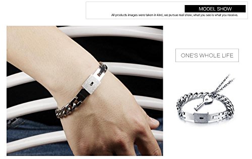 Lohome Fashion Jewelry Titanium Steel Lock Bracelets And Key Necklace Set For Men/Women/Lovers/Couples #TOP6