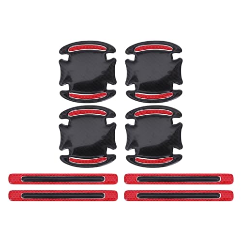 HEROFFIX 1 Set Reflective Car Door Handle Scratch Protector Anti-Scratches Auto Door Handle Protective Film Red
