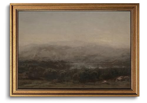 Gold Framed Wall Art Vintage Landscape Canvas Art Farmhouse Dark