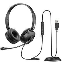 【Clear Voice & Hi-Fi Sound】Our wired headset with microphone is equipped with a 270° adjustable noise-cancelling mic (gooseneck microphone) that effectively filters out ambient noise. Built with a 40mm large dynamic driver, 105±3dB high sensitivity a...
