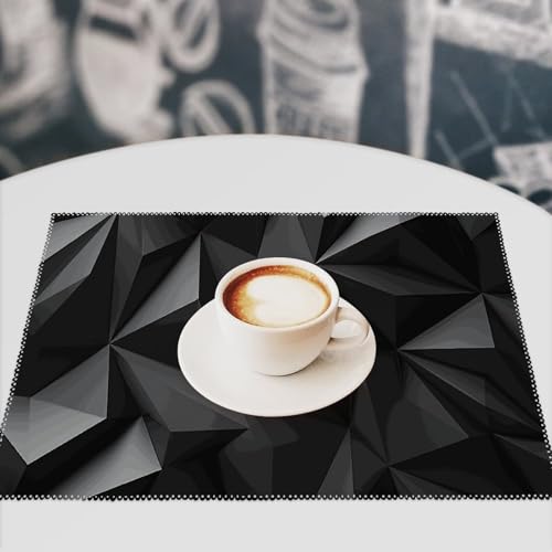 Set de table noir géométrique lavable pour table de cuisine - 8