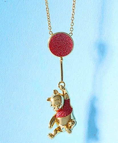 Disney Classics Winnie The Pooh Gold Plated Swinging Balloon Necklace 18" And Ceramic Jewelry Tray Bundle #TOP6