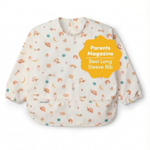 Loulou Lollipop Long Sleeve Mess Free Waterproof Bibs, For Baby Boys And Girls 6 36 Months, Machine Washable, Travel Friendly (French Breakfast)