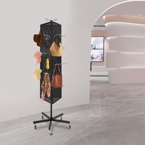 image for Eapmic Rotating Pegboard Display Stand with 20 Hooks, 3-Sided Metal Sp
