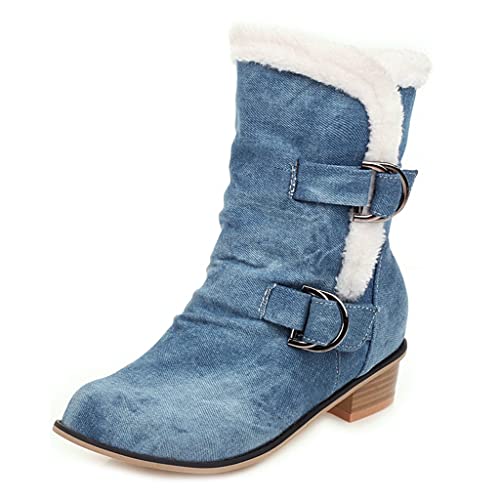 Women's Square Toe Denim Ankle Boots Embroidered Flower Zipper Block Low Heel Dressy Short Booties