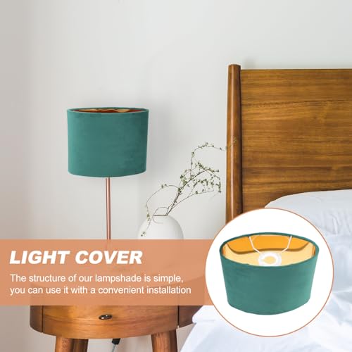 Lurrose Practical Oval Lampshade 9X5X7 Inch Green Fabric Clip-on Lamp Shade for Table Bedside and Floor Lamps Indoor Lighting Cover - Image 3