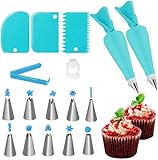 Materialien in Lebensmittelqualität: Der Spritzbeutel und das Düsenset bestehen aus hochwertigem Edelstahl, lebensmittelechtem Silikon und PP-Materialien, mit einem nahtlosen Schweißprozess, stark und langlebig, korrosionsbeständig, antihaftbeschichtet, leicht zu reinigen. Vor und nach dem Gebrauch sauber halten, wiederverwendbar und praktisch.