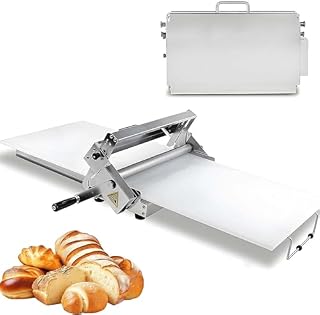 Stainless Steel Manual Dough Sheeter - Adjustable 0-25mm Pastry Roller for Pizza, Puff Pastry, Pie Dough & Croissants - 60x30cm Hand Crank Machine for Home & Commercial Use