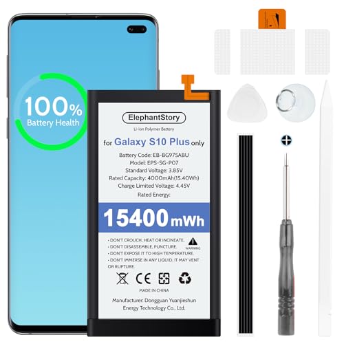 ElephantStory Replacement Battery for Samsung Galaxy S10 Plus: EB-BG975ABU High Capacity Upgraded Li-ion Polymer Battery for Galaxy S10+ SM-G975U G975U1 G975F G975W G9750 G975N with Repair Tool Kit
