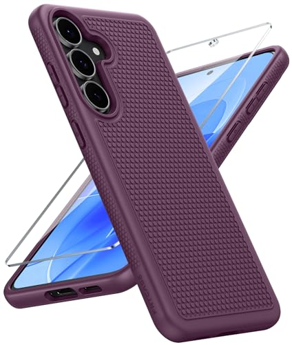 Image of FNTCASE for Samsung Galaxy S25 FE Case: Shockproof Protective Lightweight with Screen Protector Duty Rugged Cell Phone Cover Non Slip | Military Grade Drop Protection for S25FE(Burgundy, 6.7inches)