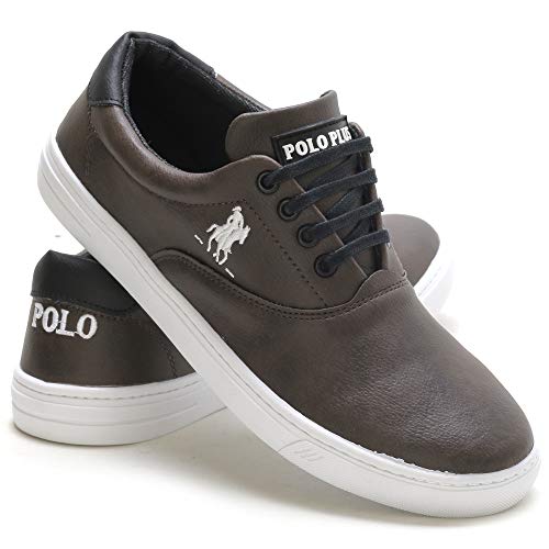 Kit Tênis Casual Polo Sapatênis Masculino Confort + Pulseira Cor:Marrom;Tamanho:43
