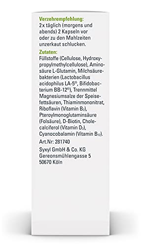 SYXYL ProBio-Cult Duo | Nahrungsergänzungsmittel mit Riboflavin | Milchsäurebakterien & Mikronährstoffen zur Unterstützung von Darmflora & -schleimhaut | 30 Kapseln im Blister