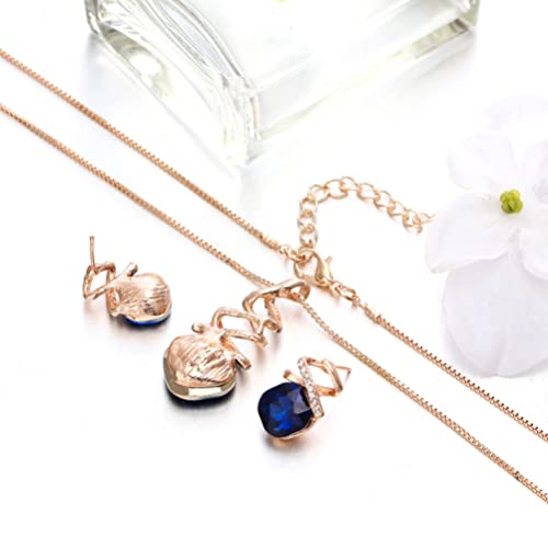 USHOBE Conjunto de brincos e colar de strass feminino, colar de cristal de zircônia, colar com pinge