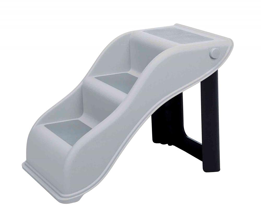 Trixie Steps Ramp for Small Dogs and Cats, Lightweight & Collapsible Pet Ladder, Non-Slip Portable Stairs, Holds Up to 40 Kg, Light Grey (54 x 34 x 39 cm)