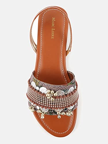 Image of Marc Loire Women's Embroidered and Embellished Flat Fashion Sandals