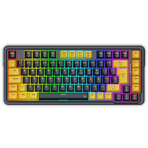 TECLADO MECANICO GAMER ELF RGB PRETO E LARANJA