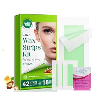 60 Counts Wax Strips for Hair Removal, Waxing Strips, Wax Strip for Face Arms Legs Underarm, Hair Removal Kit For Smooth Legs, Gentle Solution For Delicate Skin, Wax Strips