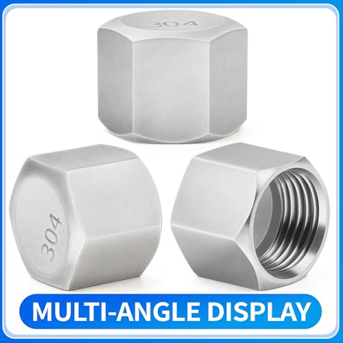 ChillWaves 304 Stainless Steel Pipe Fitting, Hex End Cap Pipe Fitting,2" NPT Female Thread Adapter(2-PACK) by ChillWaves - Used condition - Image 3