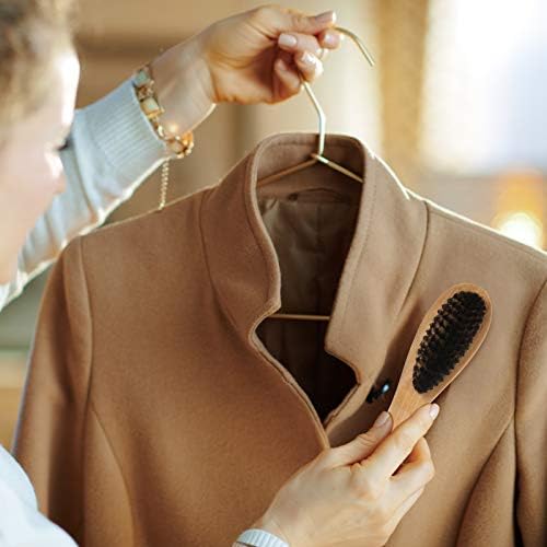 2 Pieces 3 in 1 Lint Cloth Brush Double Sided Garment Brush Lint Remover Brush Shoe Horn Beech Wood Handle for Clothes Wool Coat Couch Pet Hair, Random Color