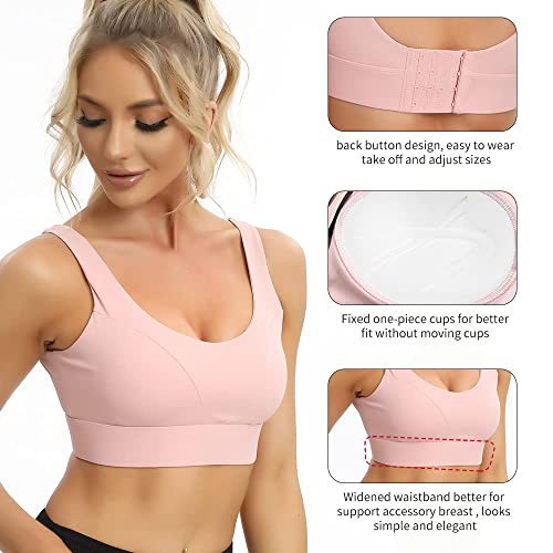 Zzlymini Padded Push Up Sports Bras For Women High Support Yoga Training Workout Athletic Tank Tops (M, Light Pink) #TOP3