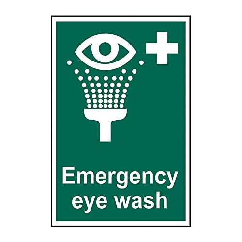 Image of Spectrum Industrial 13984 Emergency Eye Wash First Aid Safety Sign, Non Adhesive Rigid 1mm PVC Board, 200mm x 300mm, Multi-Colour, 200 x 300 mm