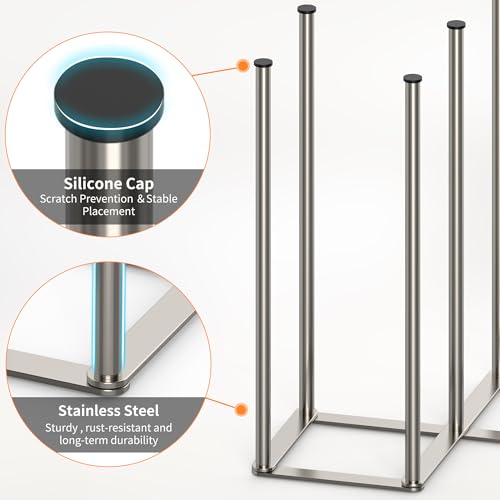 KORRTFID Foldable Bottle Drying Rack, Baby Bottle Drying Rack, Collapsible Cup Draining Holder, Retractable Reusable Storage Bag Dryer with Non-Slip Bottom - Stainless Steels (Silver) by KORRTFID - Image 7