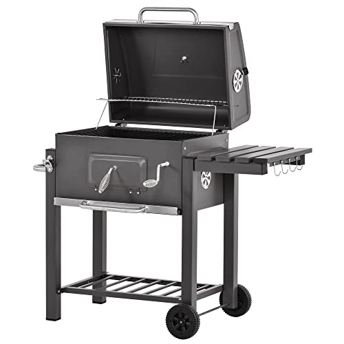 Outsunny - Barbacoa De Carbón Vegetal Con Ruedas Estante Parilla Barril Carro De Bbq Picnic En Oferta Outsunny Barbacoa De Carbón Vegetal Con Ruedas Estantes Parilla Barril Carro De Bbq Picnic Acampada Smoker Ahumador De Carbón 115X56X108Cm