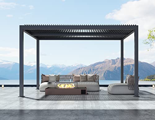 Purple Leaf Louvered Pergola 10' X 14' Outdoor Aluminum Pergola With Adjustable Roof For Deck Backyard Garden Grey Hardtop Gazebo #TOP20